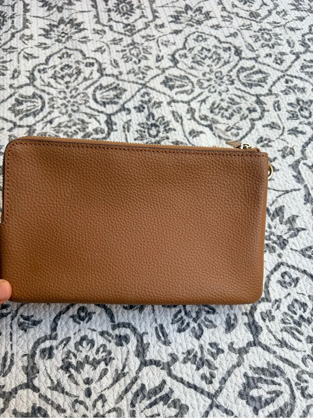 Coach Pebbled Leather Zip Pouch in Saddle Brown with Gold Hardware
